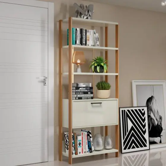 Estante com 1 porta - offwhite