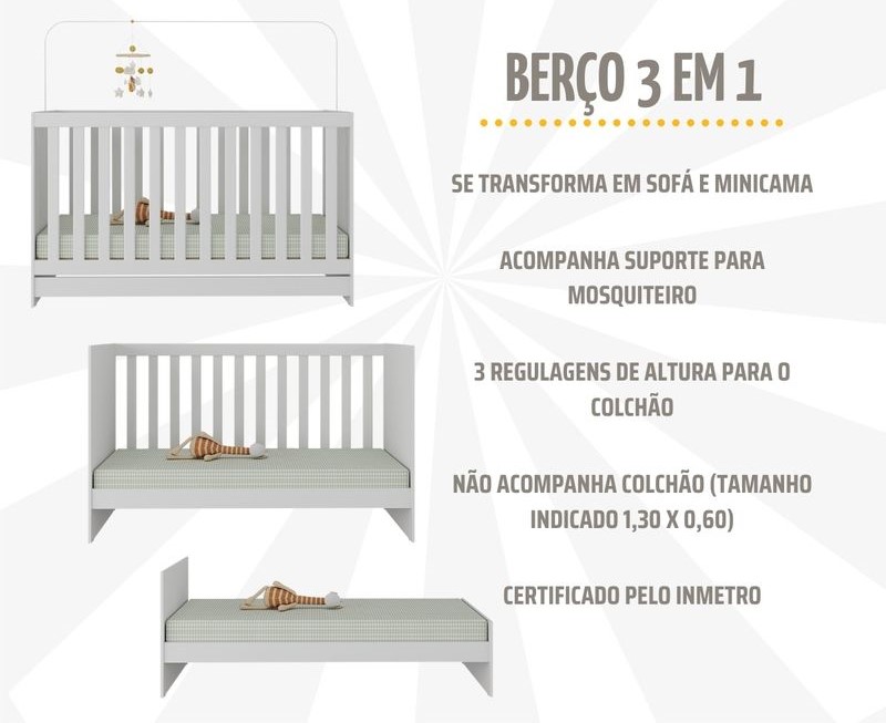 Berço 3 em 1 - Doce de leite