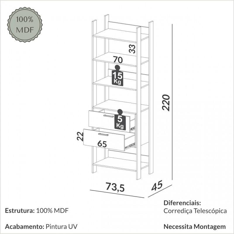 Closet Industrial uma torre - offwhite