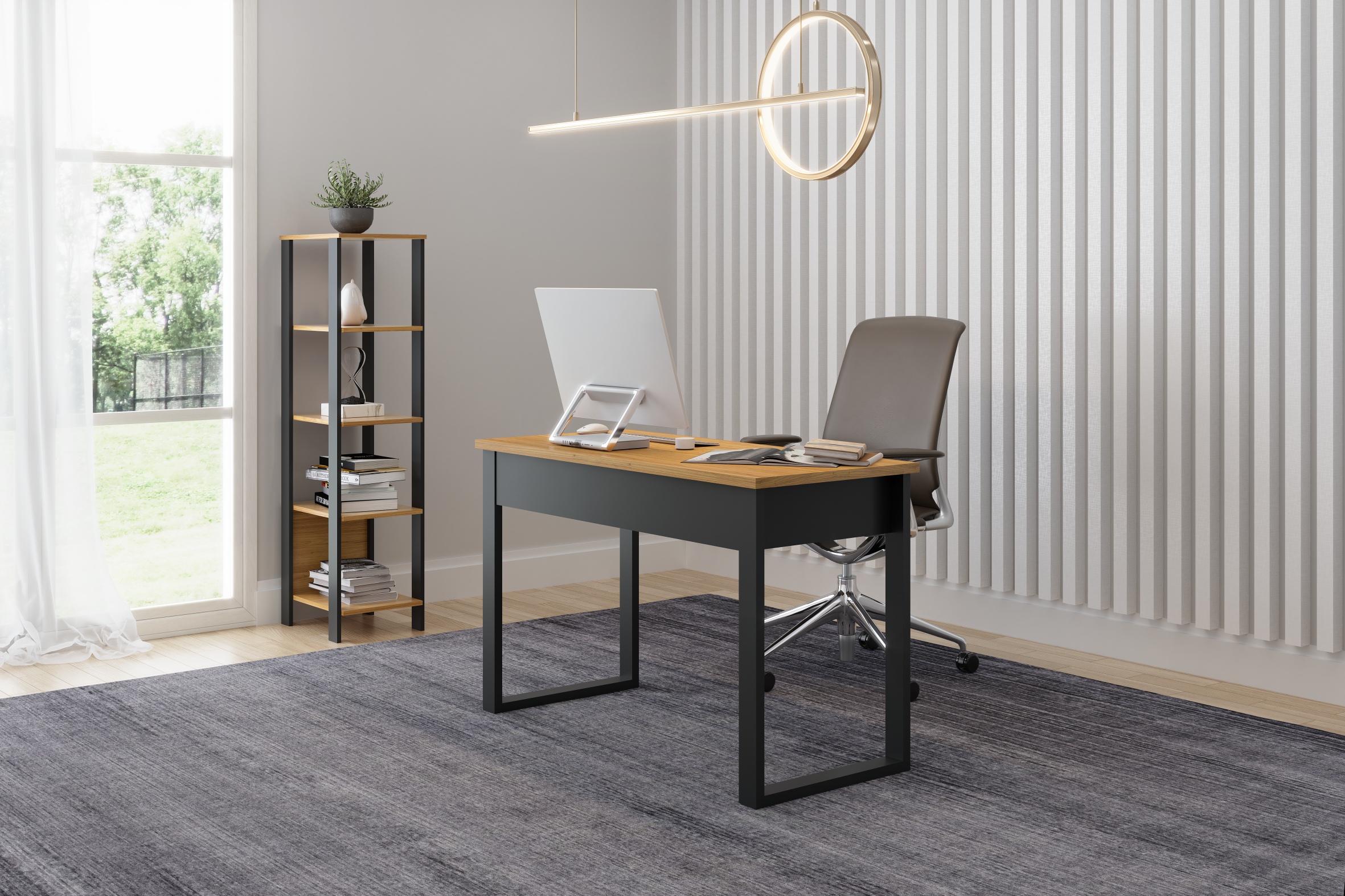 Mesa de escritório industrial com gaveta