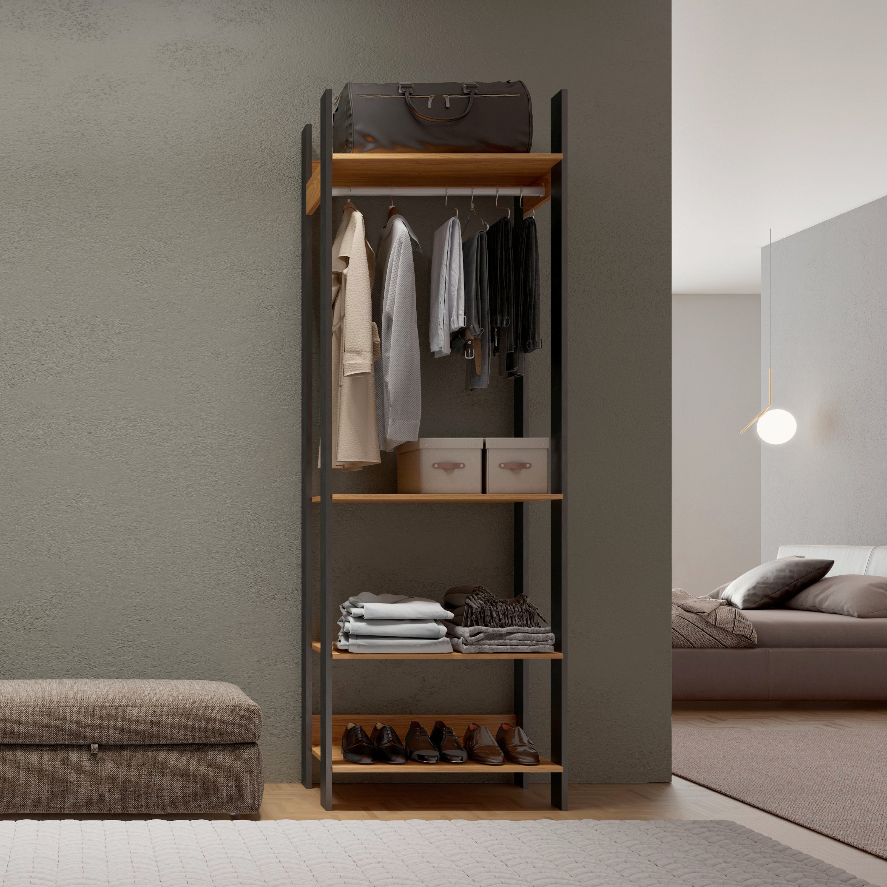 Closet industrial 1 torre com cabideiro - preto