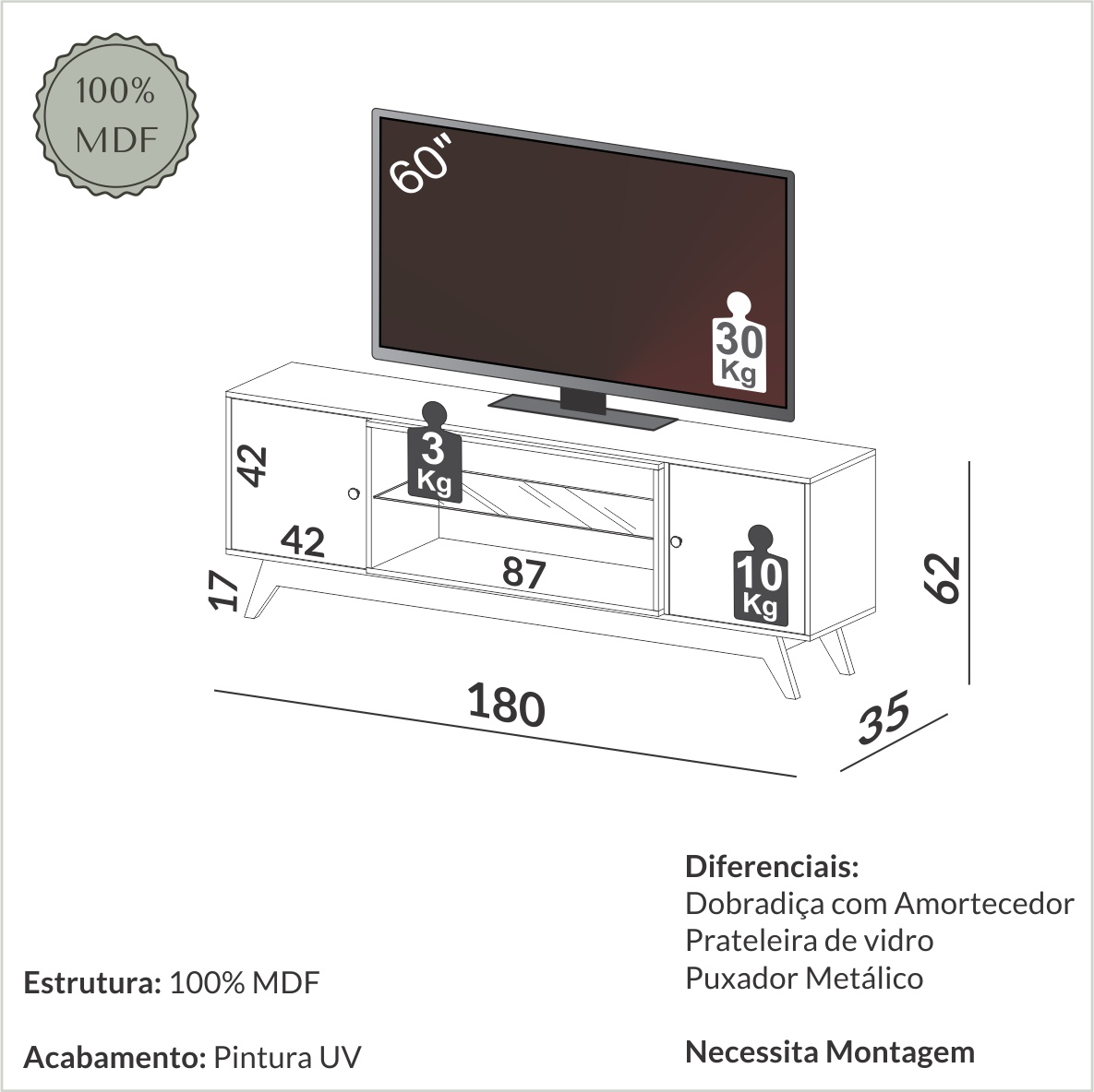 Rack de TV 1,8m