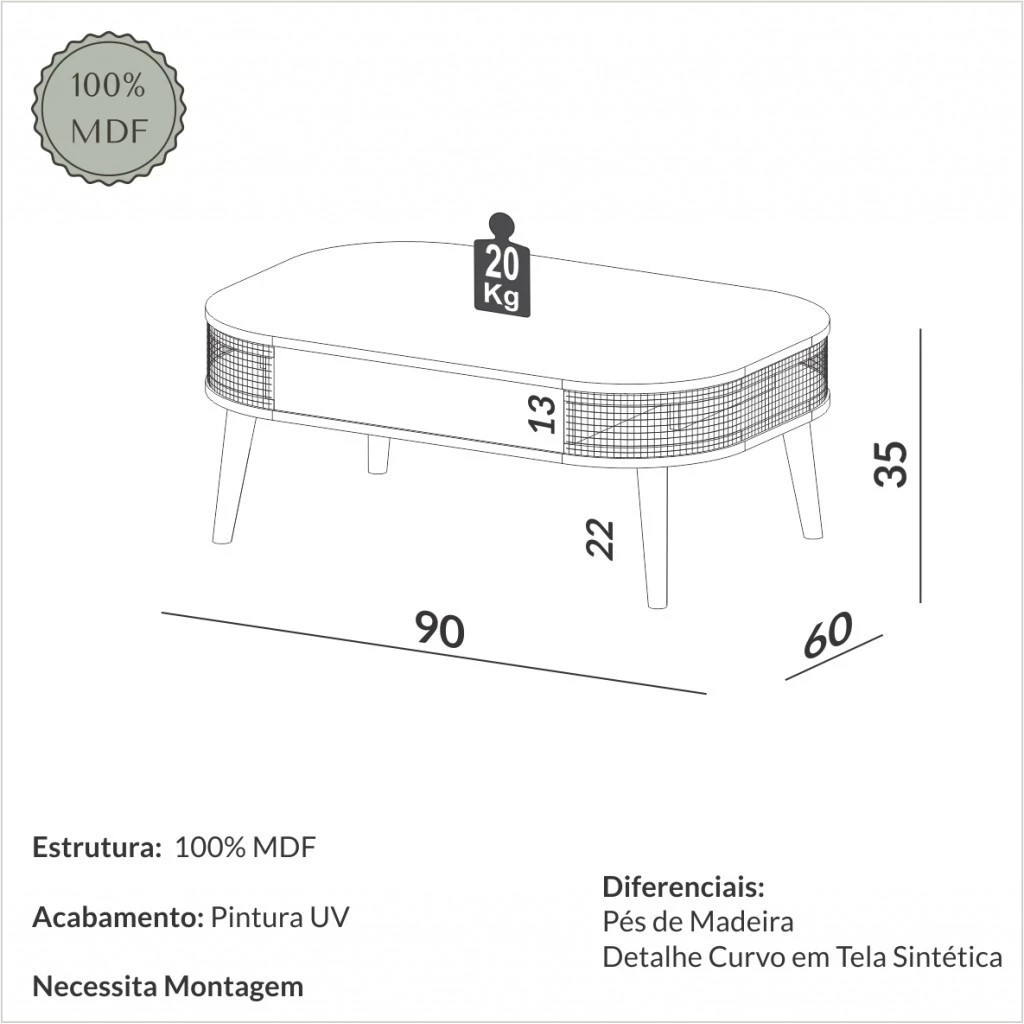 Mesa de centro com tela
