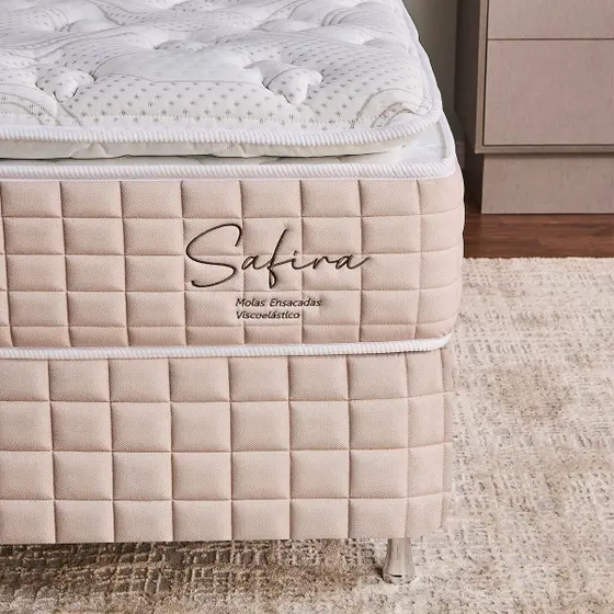 Conjunto box+ colchão queen - modelo Safira 