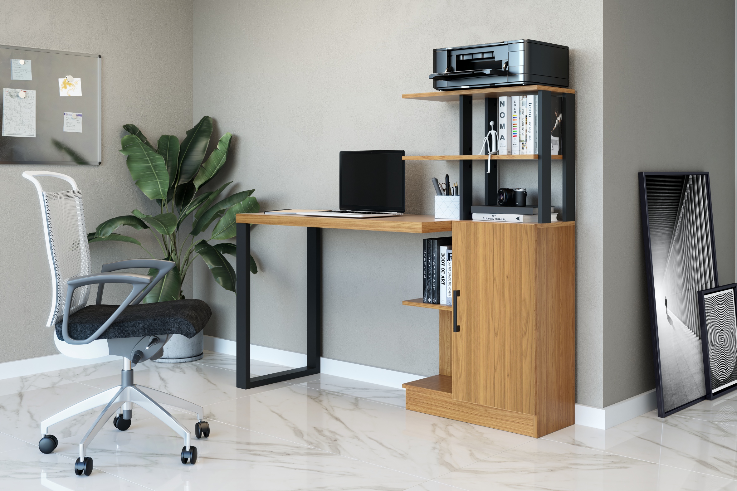 Mesa de escritório com torre