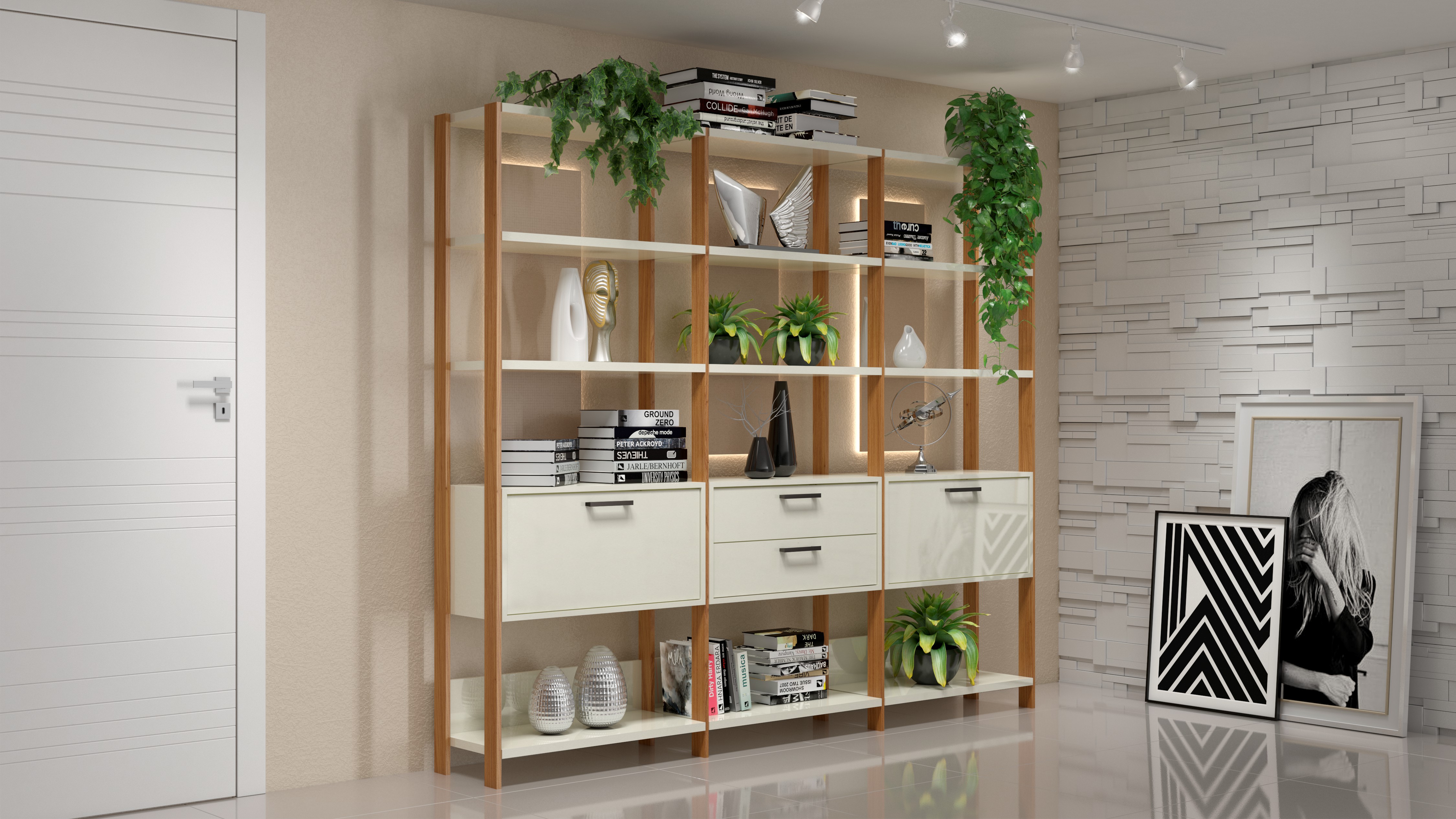 Estante com 3 torres - offwhite