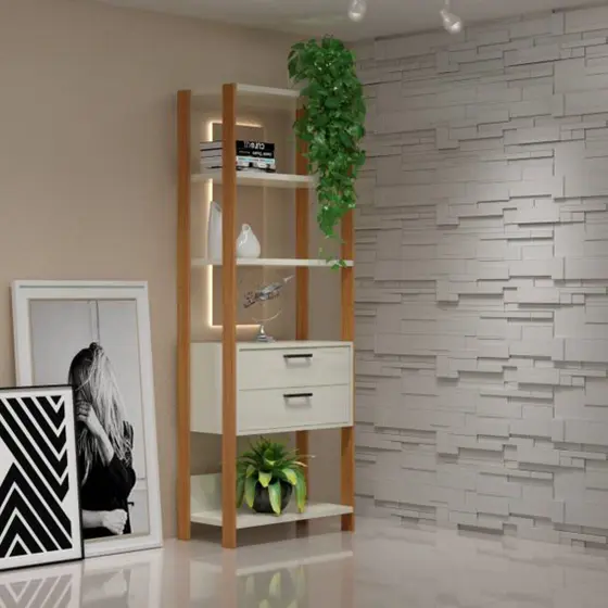 Estante com 2 gavetas - offwhite