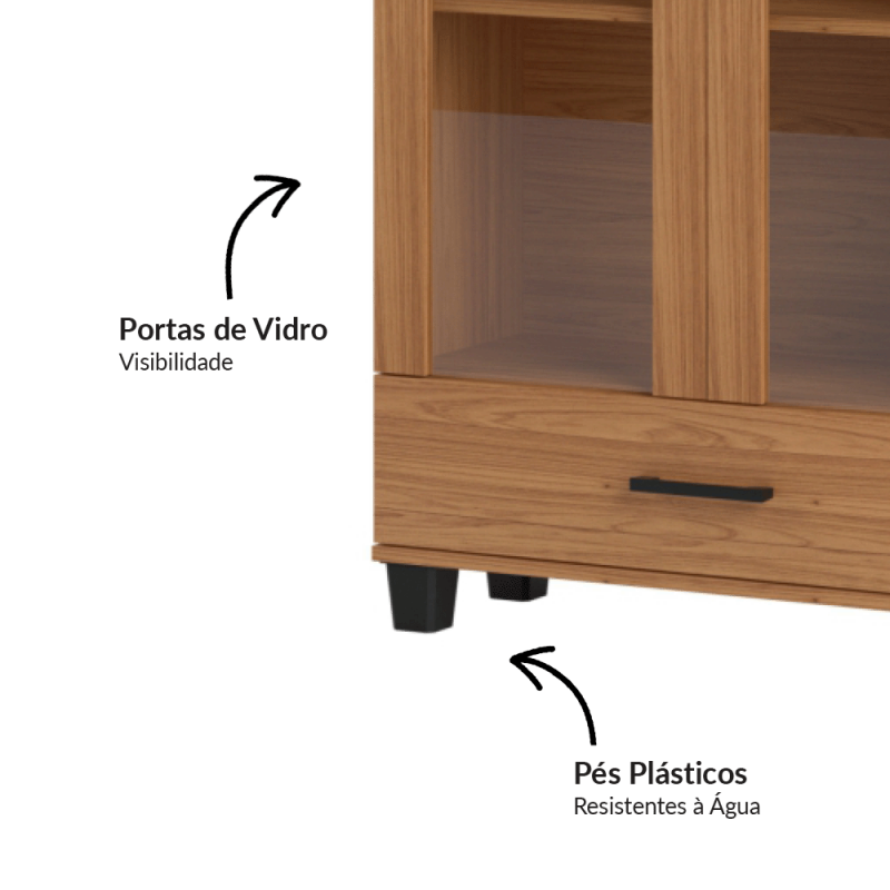 Estante com 2 portas de vidro