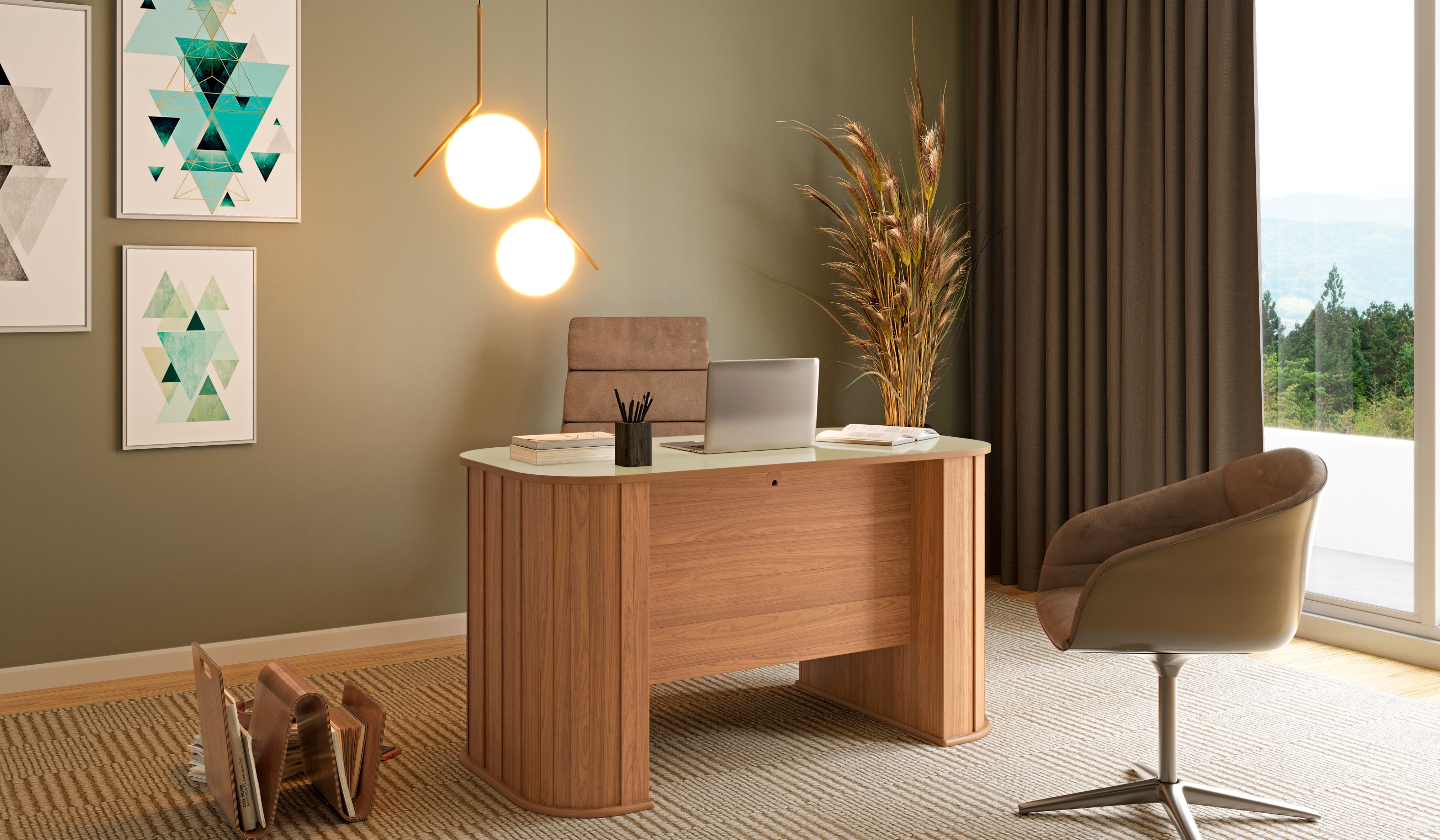 Mesa de escritório Curve ripada 