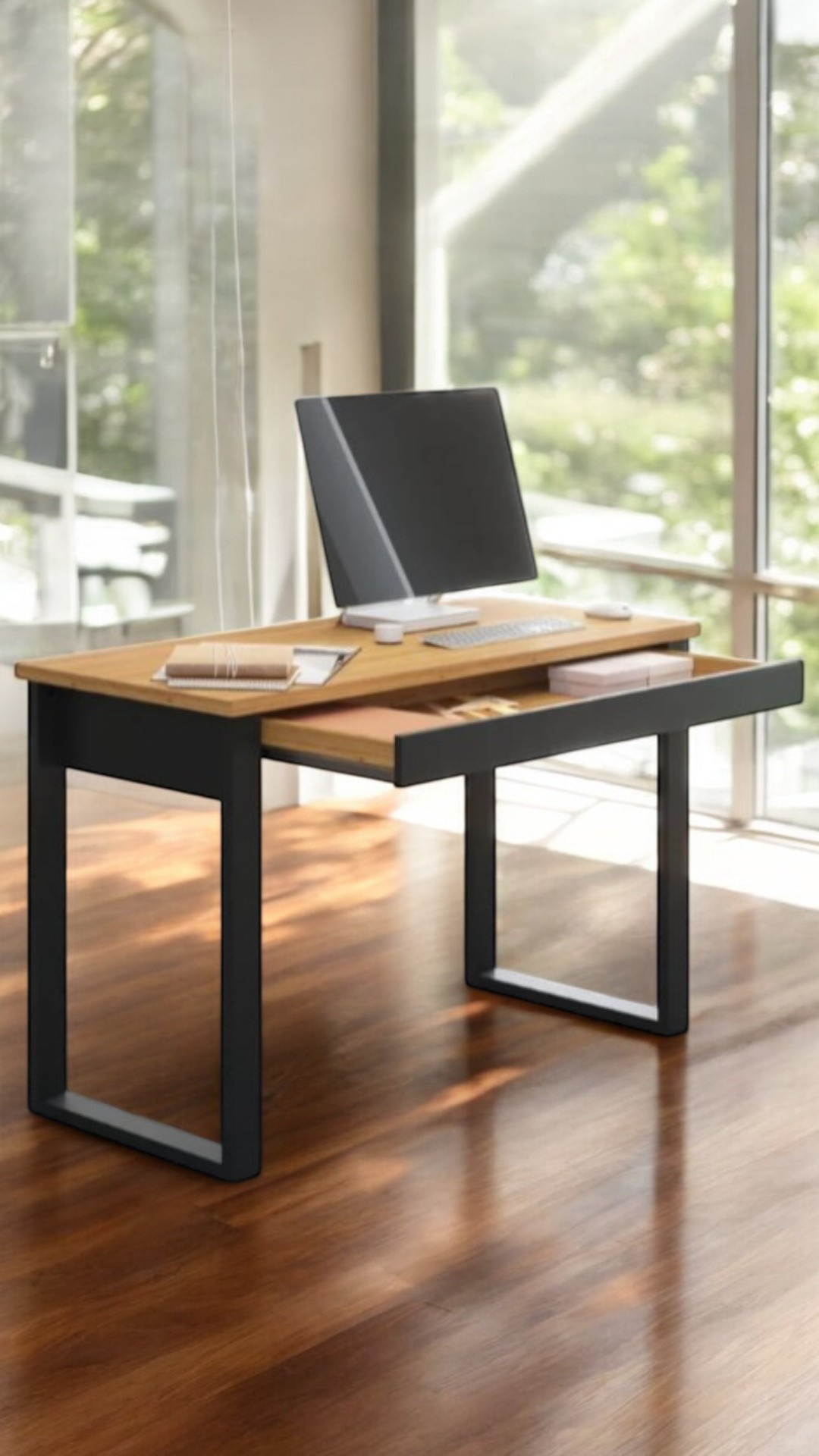 Mesa de escritório industrial com gaveta