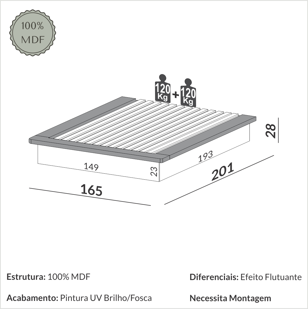 Cama para colchão queen- freijó