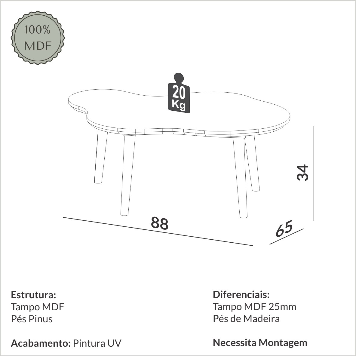 Conjunto Mesa de centro orgânica