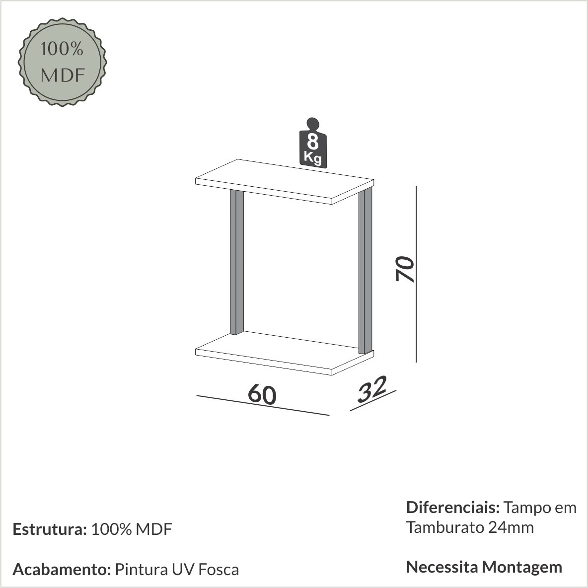 Mesa de Encaixe de sofá industrial