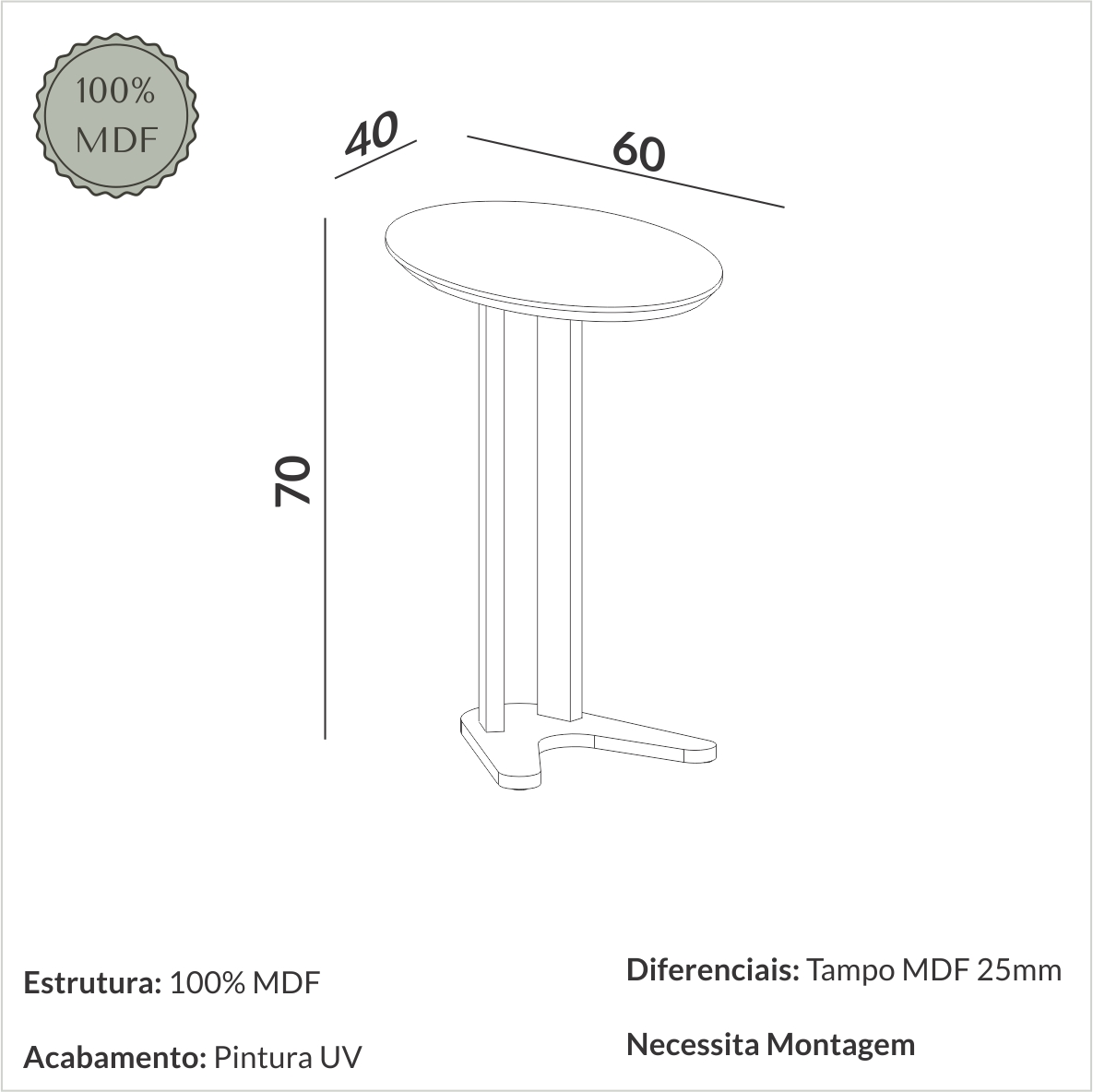 Mesa de encaixe oval - freijó