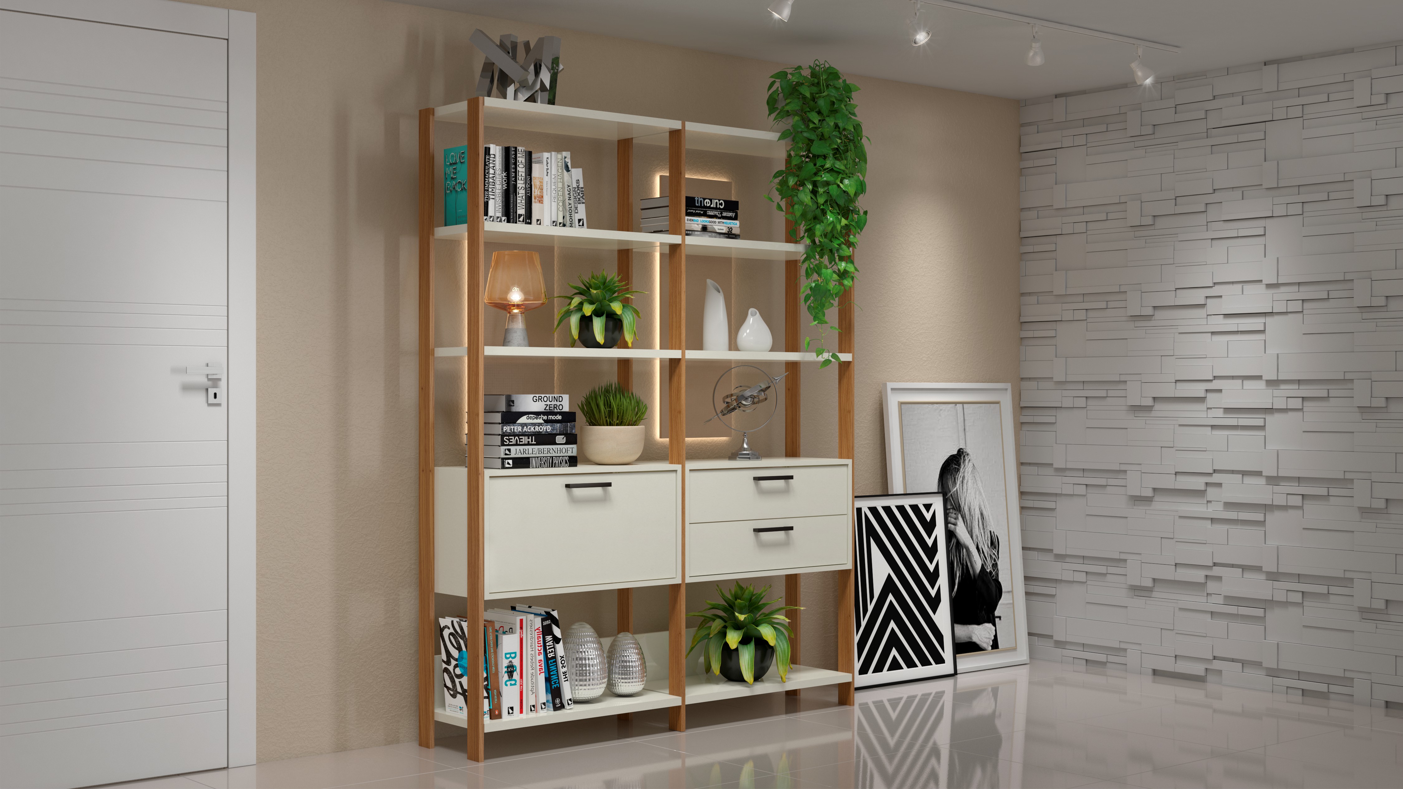 Estante com 2 torres - offwhite