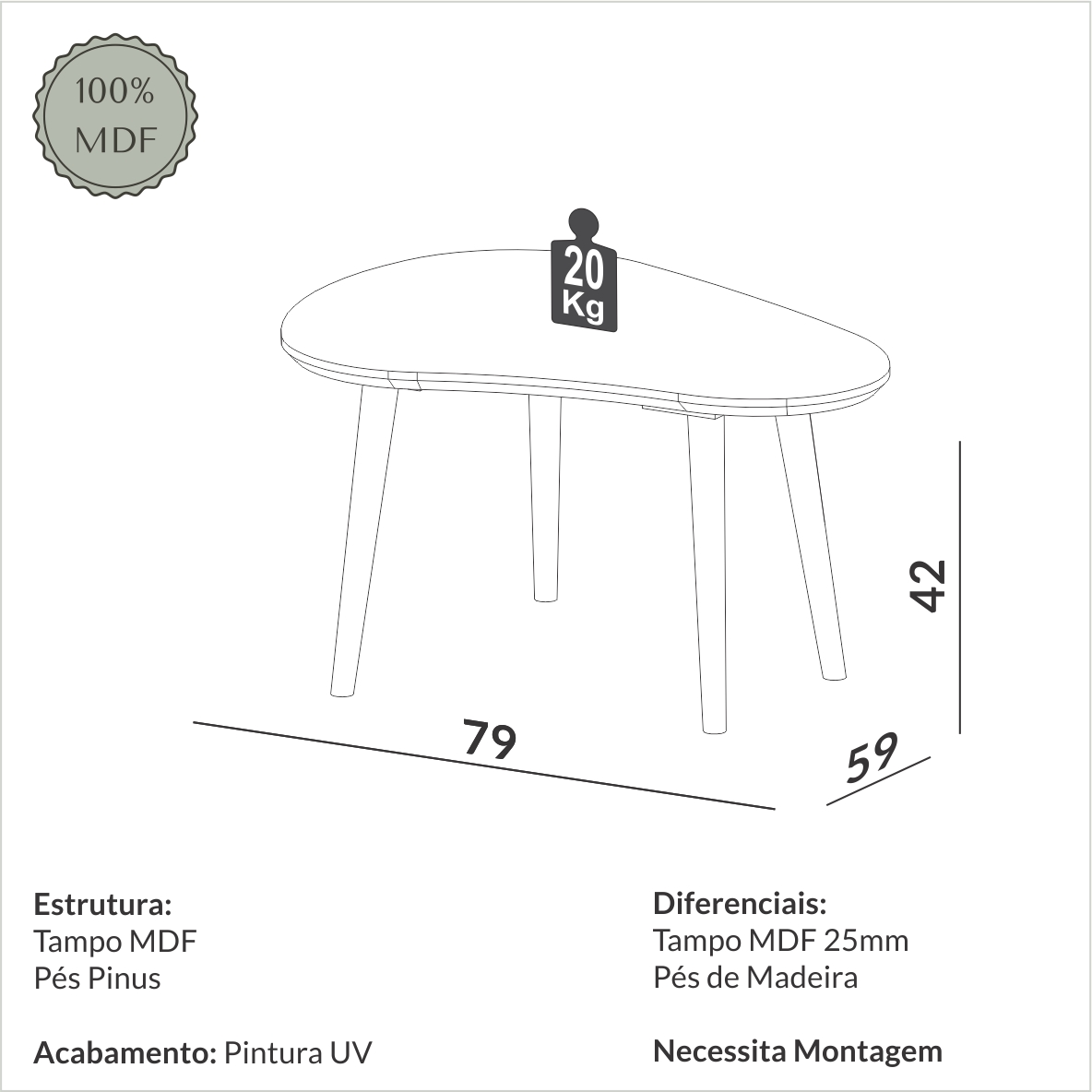Conjunto Mesa de centro orgânica