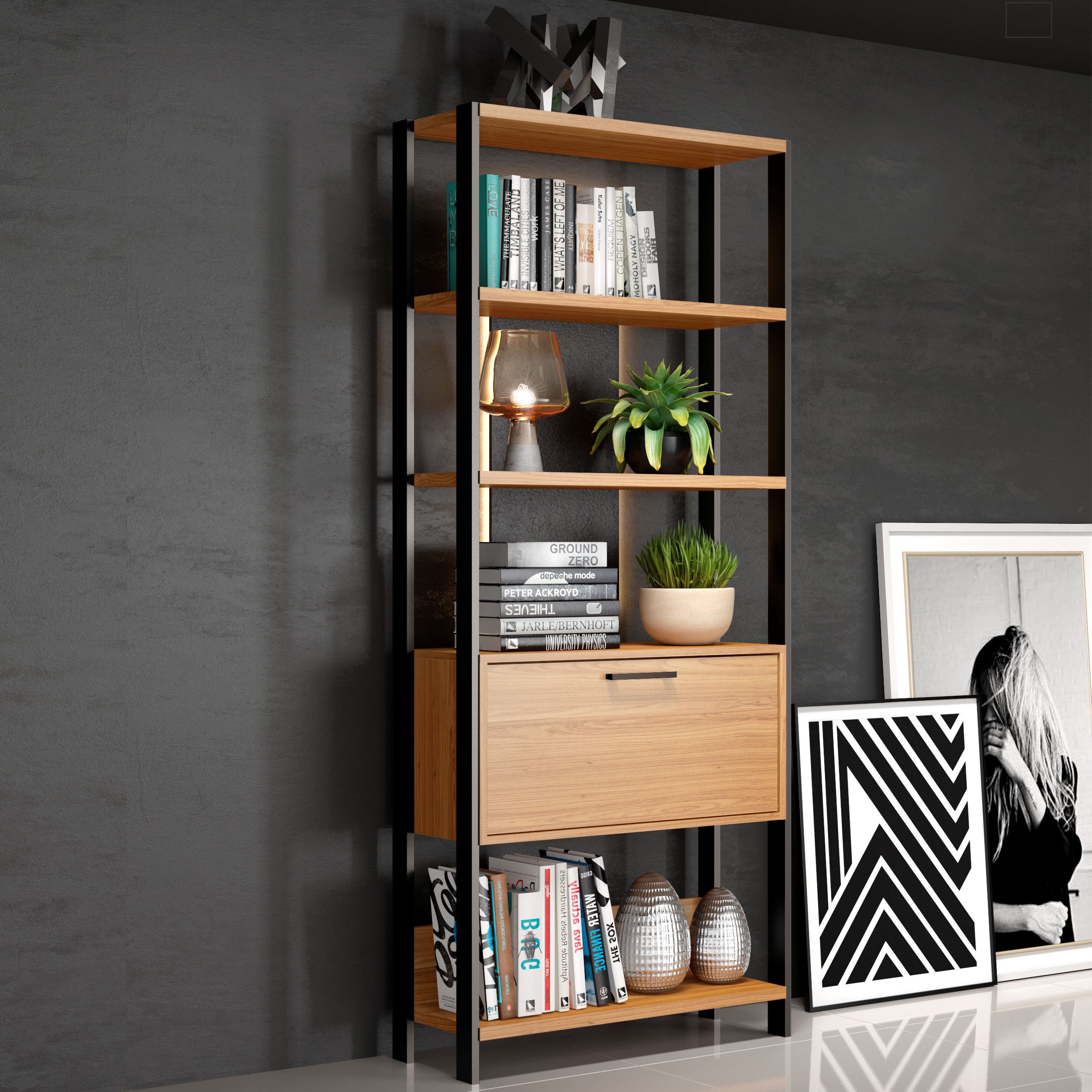 Estante com 1 porta - preto